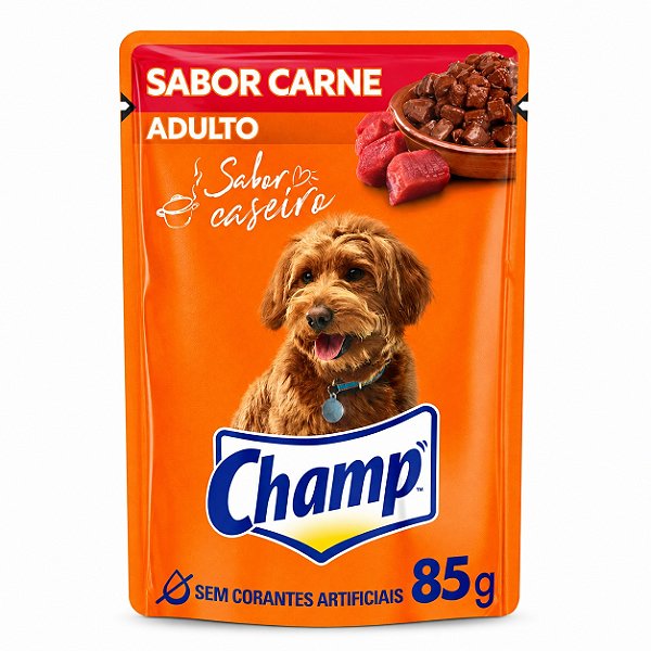 Ração Úmida Champ Sachê Adulto Carne ao Molho Cães 85g
