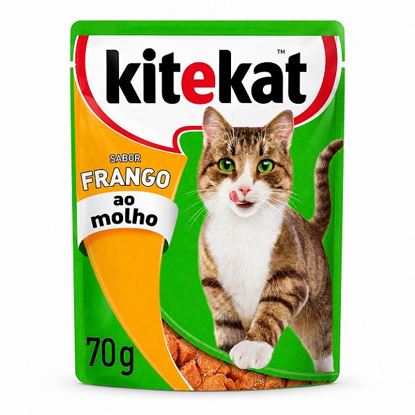 Ração Úmida Kitekat Sachê Frango ao Molho Gatos 70g