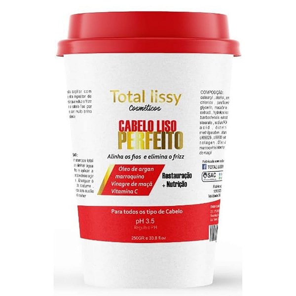 Creme de Hidratação Máscara Capilar Meu Cabelo Liso Perfeito Para Cabelos com Escova Progressiva e Botox