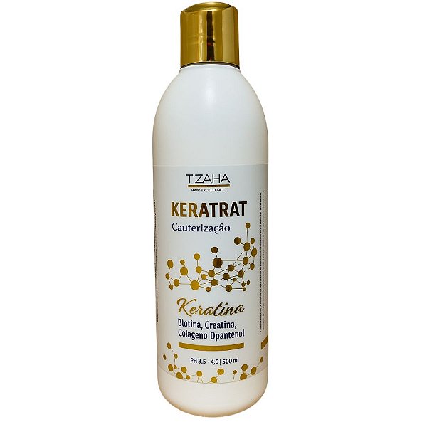Tzaha Keratrat Cauterização Profissional 500ml Com Biotina, Keratina, Creatina, Colágeno, D Pantenol e 21 Aminoácidos