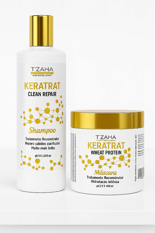 Shampoo + Máscara Keratrat Cauterização Reconstrução  | Tira Emborrachado do Cabelo | Tzaha Profissional