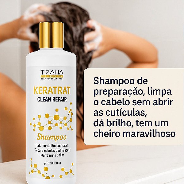 Shampoo Keratrat Clean Repair 500ml | Reconstrução Capilar Profunda , Elasticidade e Brilho – Tzaha Profissional