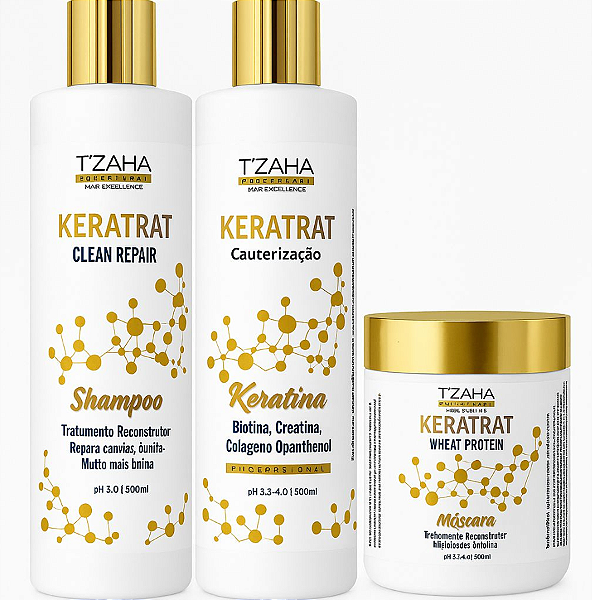 Kit Keratrat Shampoo + Máscara + Queratina Reconstrução Capilar | Tira Emborrachado do Cabelo na Primeira Aplicação m