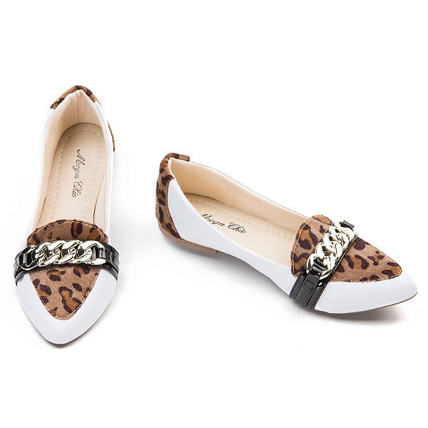 Sapatilha Branco com Onça MegaChic.