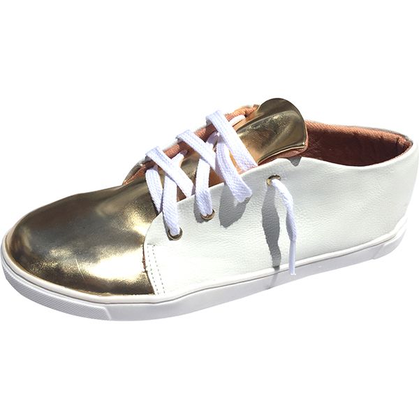 Tênis Branco e Dourado MegaChic