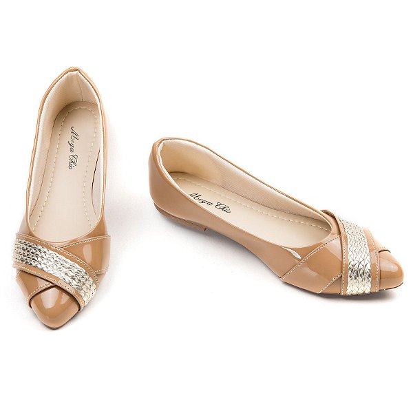Sapatilha Nude com Dourado MegaChic