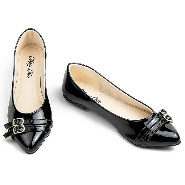 Sapatilha Preta com Fivela MegaChic