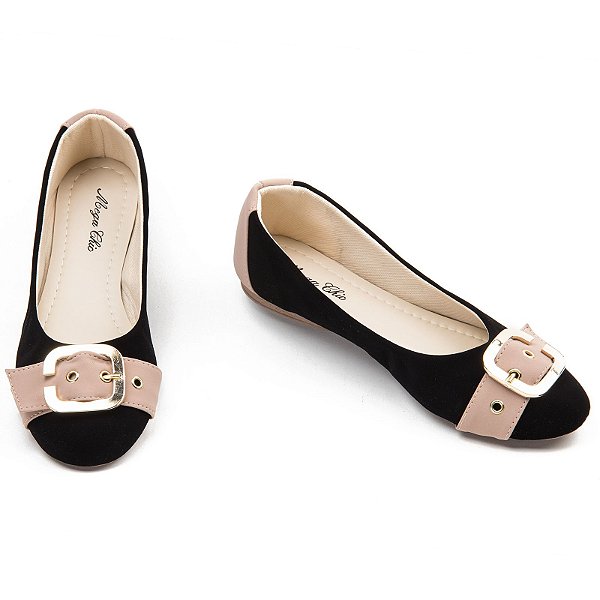 Sapatilha Preta com Nude MegaChic