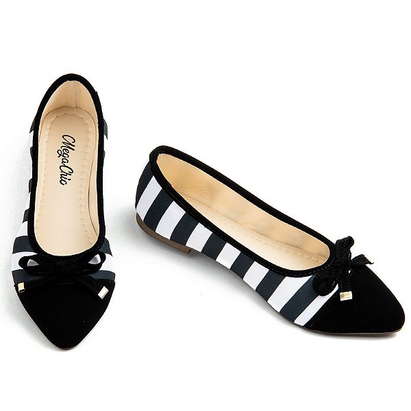 Sapatilha Preta com Listra MegaChic
