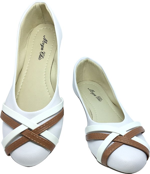 Sapatilha Branco e Marrom MegaChic