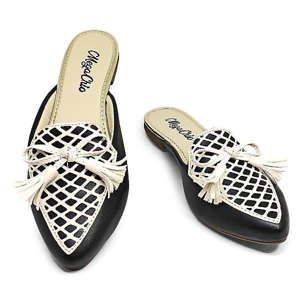 Mule Preta e Branco MegaChic
