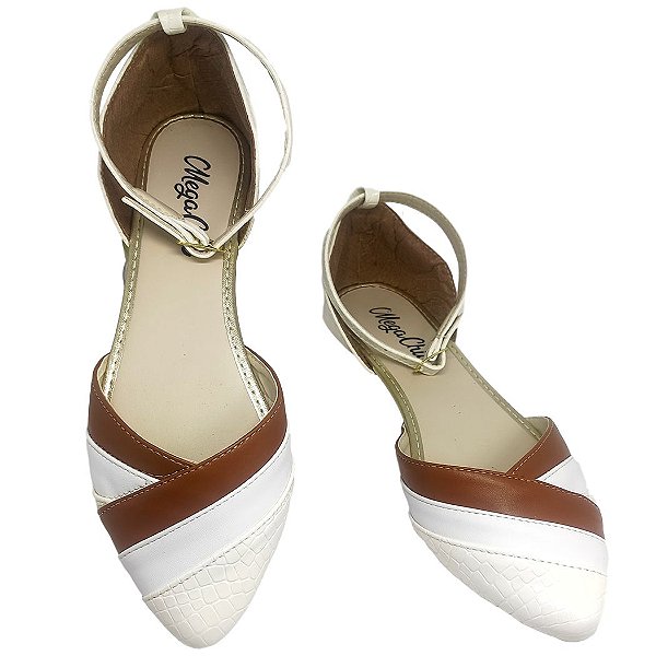 Salomé Branco Croc com Marrom MegaChic