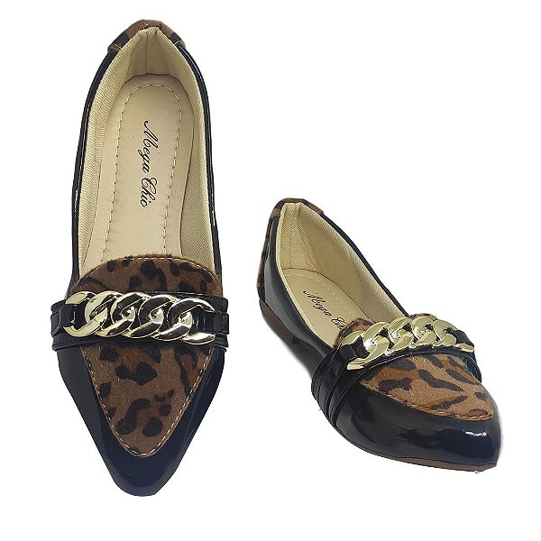 Sapatilha Preta com Onça MegaChic