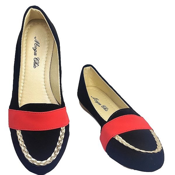 Sapatilha Preta com Vermelho MegaChic