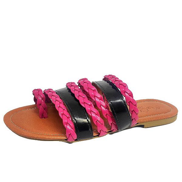 Rasteirinha Preta e Rosa MegaChic