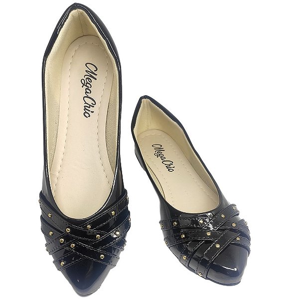 Sapatilha Preta Trançada com Dourado MegaChic