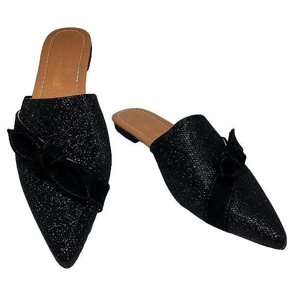 Mule Preta Brilhante MegaChic