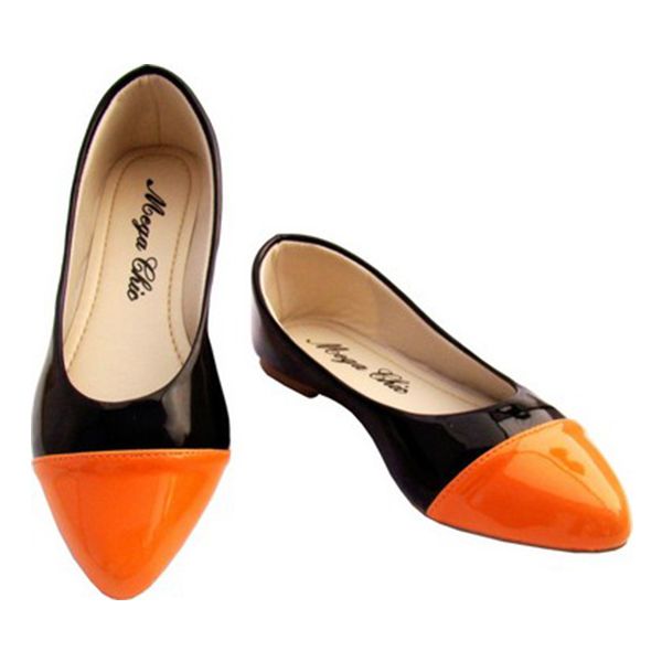 Sapatilha Verniz Preto e Laranja MegaChic