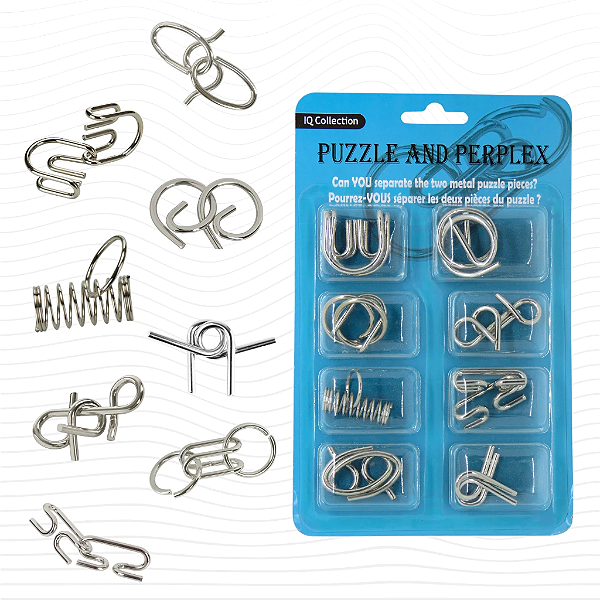 Kit 8 peças Puzzle de Metal