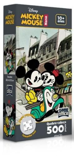 Quebra-Cabeça Mickey Mouse - Mickey e Minnie na Moto 500 Peças Nano
