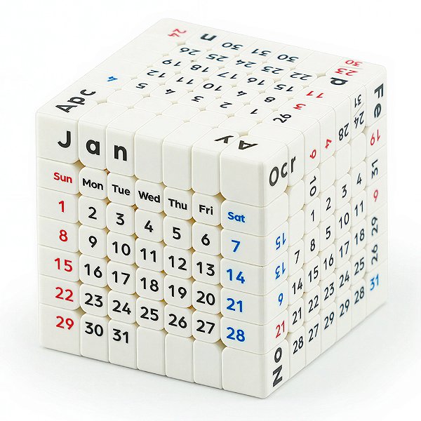 Cubo Mágico 7x7x7 Calendário Magnético - Zcube + Tribox Calendar M