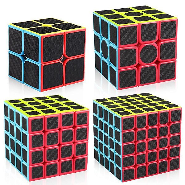 Box Cubo Mágico Moyu 2x2x2 + 3x3x3 + 4x4x4 + 5x5x5 Carbono