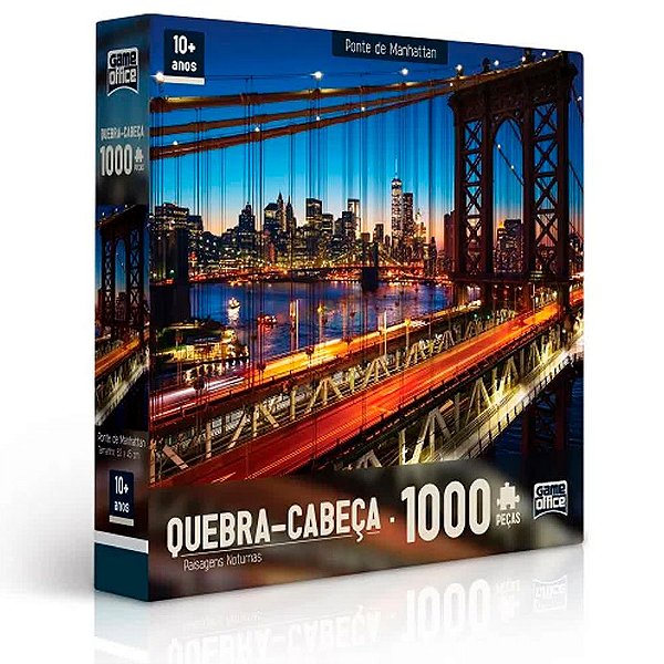 Quebra-Cabeça Paisagens Noturnas - Ponte de Manhattan 1000 peças