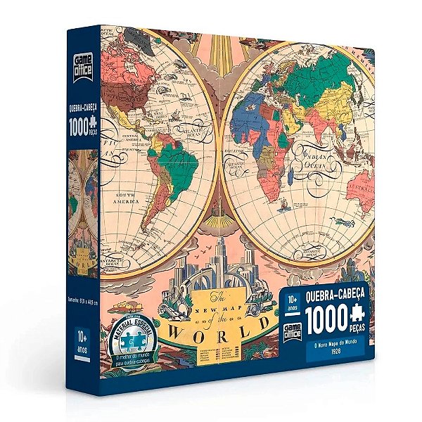 Quebra-Cabeça Novo Mapa do Mundo 1928 1000 peças