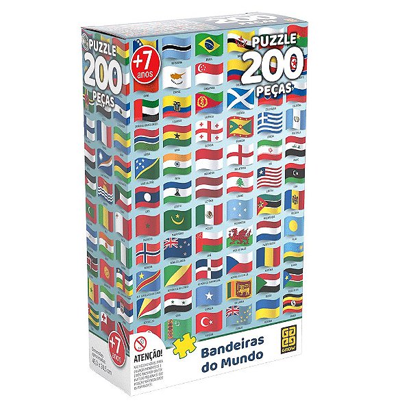Quebra-Cabeça Bandeiras do Mundo 200 peças