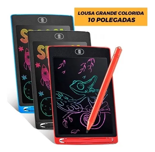 Lousa Mágica Digital Infantil 10” – Tablet de Desenho LCD Colorido Reutilizável com Caneta