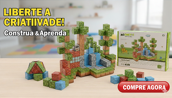 Blocos Magnéticos de Construção Infantil 106 pçs – Brinquedo Educativo Criativo de Montar e Aprender