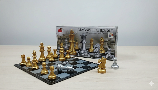 Jogo de Xadrez Magnético Portátil Dobrável – Tabuleiro de Viagem Educativo e Estratégico