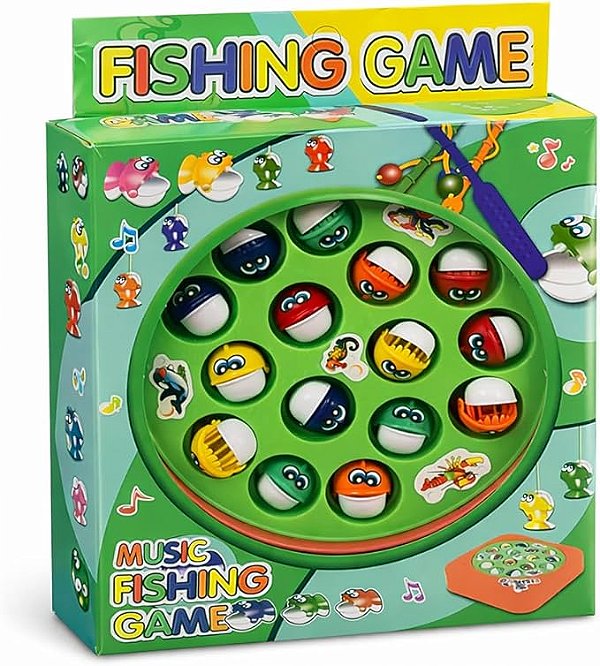 Pega Peixe Infantil com Som – Jogo de Pescaria Maluca a Pilha com Peixinhos Coloridos e Varas de Pesca