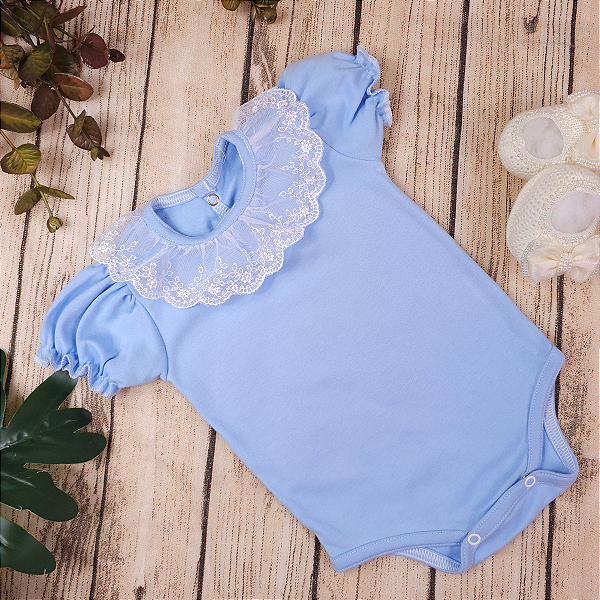 Body de Menina Gola De Renda 100% Algodão