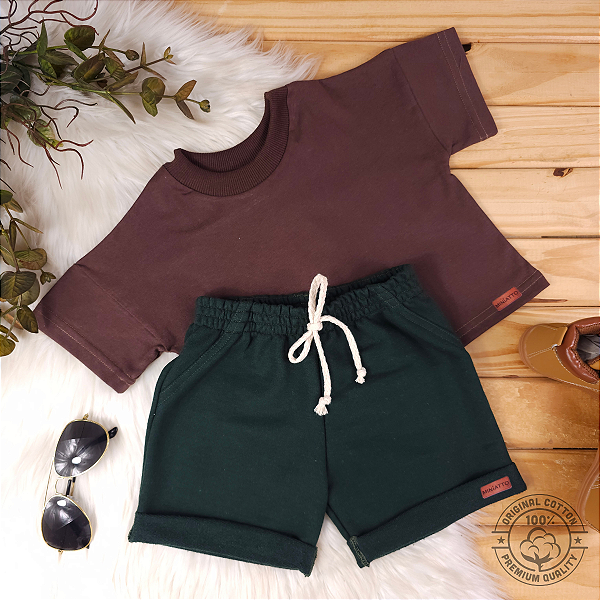 Conjunto Camiseta e Short Bebê 0 a 4 Anos – Miniatto Algodão