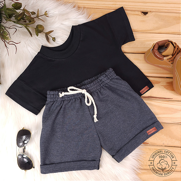 Conjunto Camiseta e Short Bebê 0 a 4 Anos – Miniatto Algodão