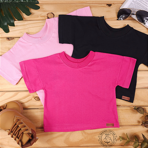 Kit com 3 camisetas oversized 100% algodão