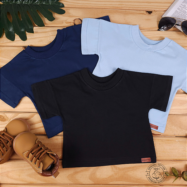 Kit com 3 camisetas oversized 100% algodão