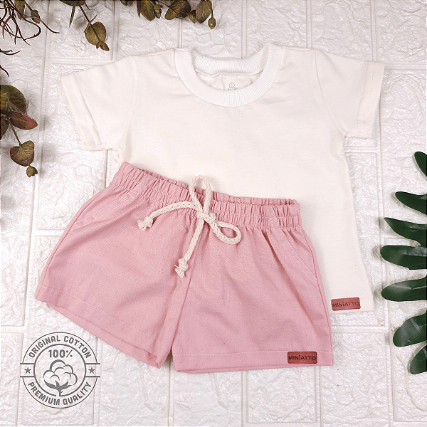Conjunto Camiseta e short Linho infantil