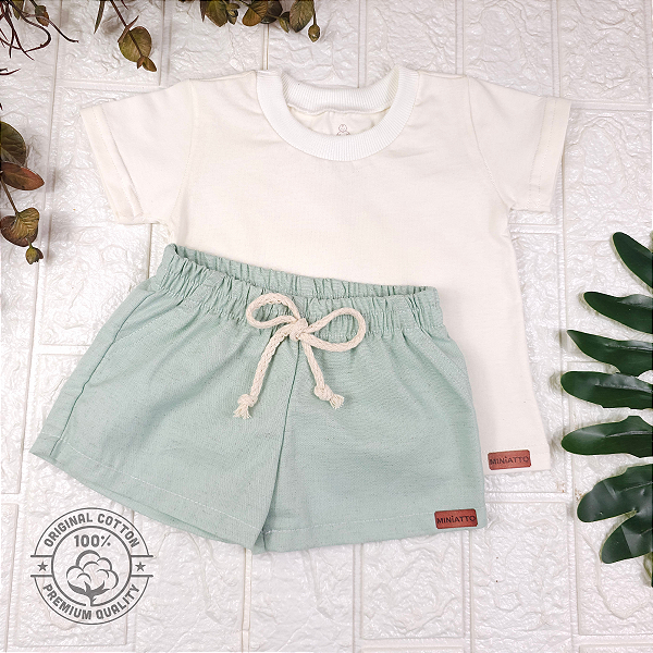 Conjunto Camiseta e short Linho infantil