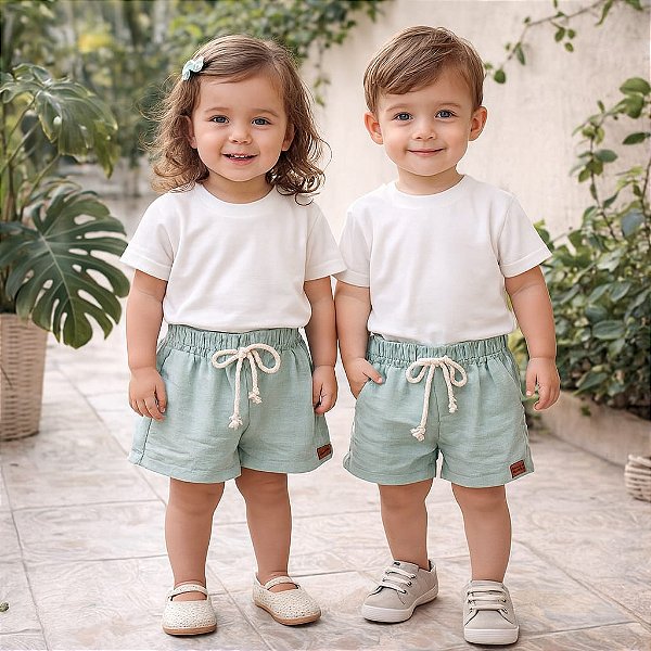 Conjunto infantil Camiseta e short Linho infantil
