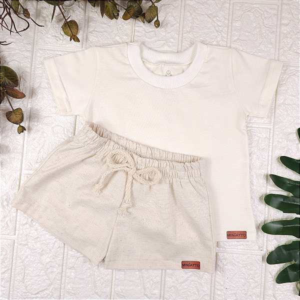 Conjunto Camiseta e short Linho infantil