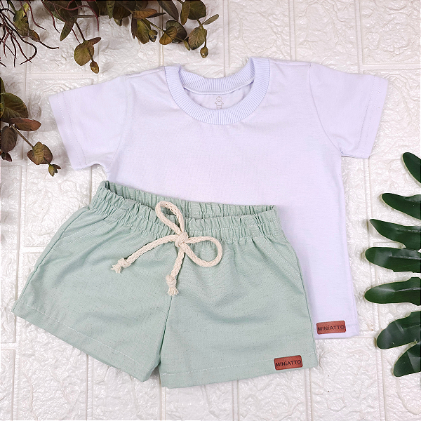 Conjunto Camiseta e Short Linho Infantil