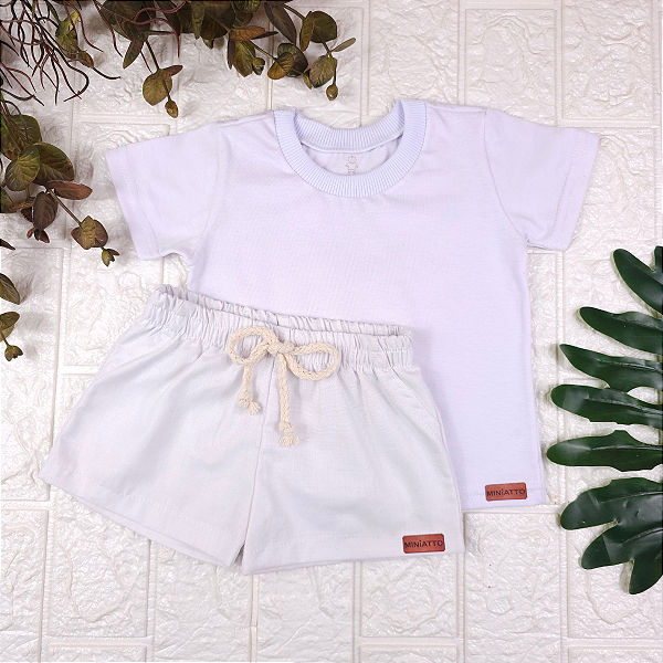 Conjunto Camiseta e Short Linho Infantil