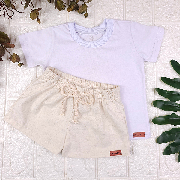 Conjunto Camiseta e Short Linho Infantil