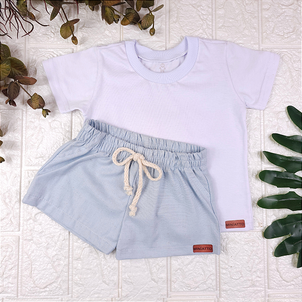 Conjunto Camiseta e Short Linho Infantil