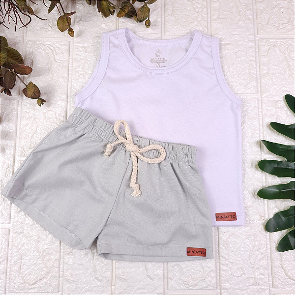 Conjunto regata e short Linho infantil
