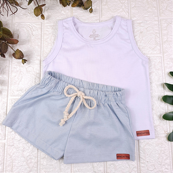 Conjunto regata e short Linho infantil