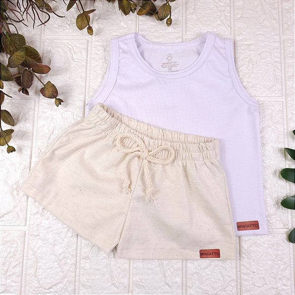 Conjunto regata e short Linho infantil