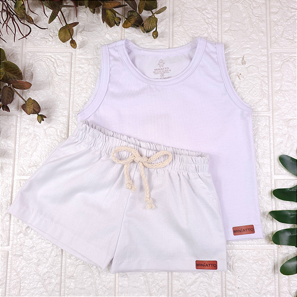 Conjunto regata e short Linho infantil